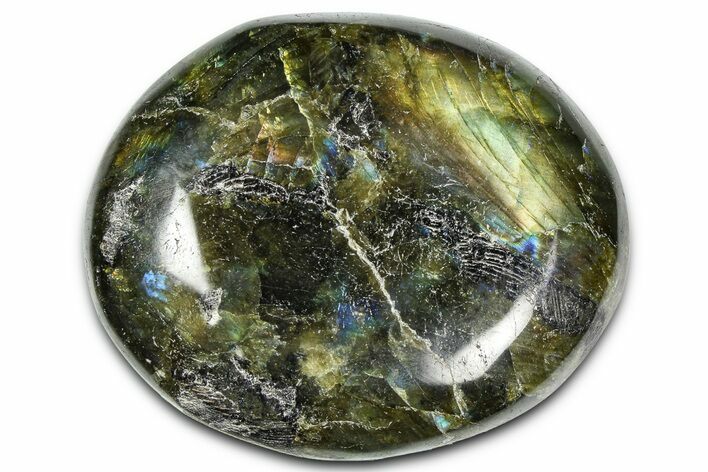 Flashy, Polished Labradorite Palm Stone - Madagascar #334288